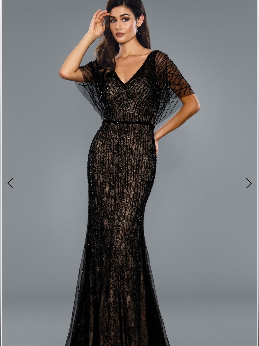 Stella Couture 👗Stunning Black Beaded V-Neck Maxi Dress